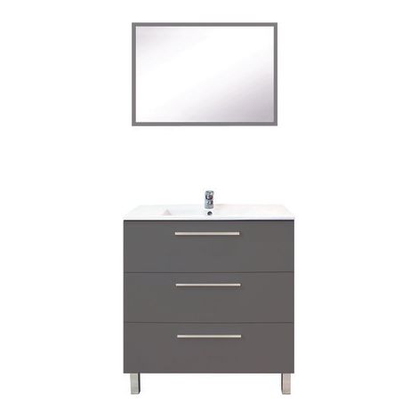 ONDEE ZEN - Meuble à poser PALLAS - 80cm - Gris - Mélaminé - Livré en kit - PEFC