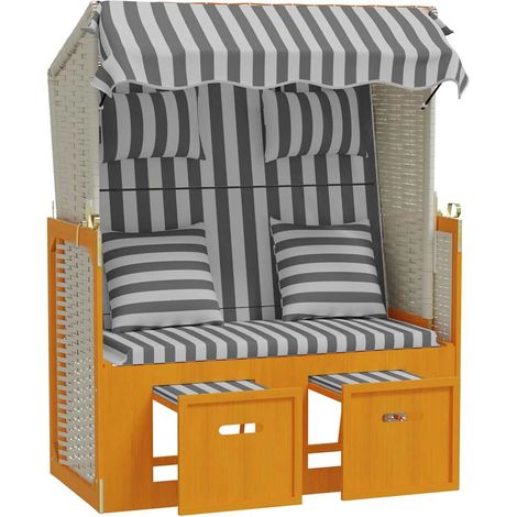 Maison Exclusive - Strandkorb mit Kissen Poly Rattan & Massivholz (1/5)