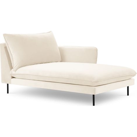 Méridienne droite en velours beige clair (1/5)