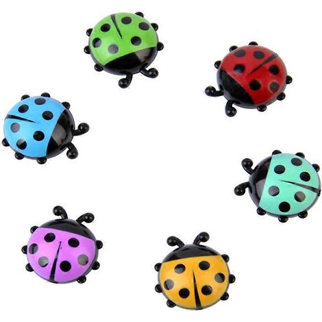 Lot de 6 mini aimants de réfrigérateur en forme de coccinelle en plastique, aimants muraux avec aimants intégrés (1/3)