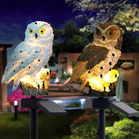 1 lampe solaire hibou led étanche décoration jardin résine abs pc 43cm