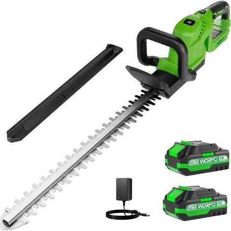 Taille-haie sans Fil de 50,8 cm (Comprend 2 Batteries et Chargeur), Taille-haie électrique à Main, poignée rotative à 180°, Taille-arbuste, léger et Compact, Vert (1/5)