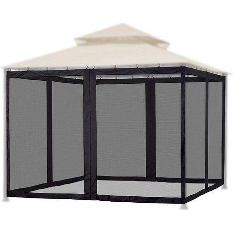 Moustiquaire pour parasol de patio Ecran pour véranda et extérieur 4 panneaux avec fermeture éclair (1/5)