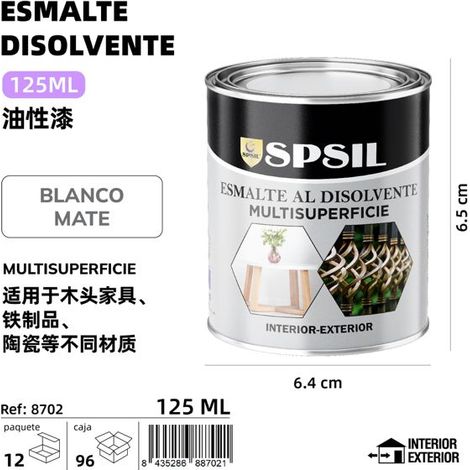 Peinture blanc mat 125 ml / 150 g, finition mate pour murs et bois