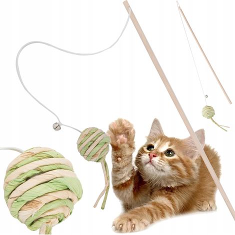 Juguete para gato ca帽a de pescar con pelota (500) GABA (1/5)