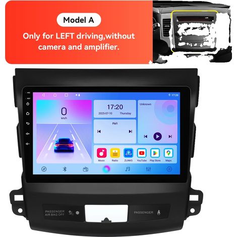 Autoradio, touchscreen, funzioni multimediali, compatibile con Outlander 2 / 4007 / C-Crosser (2007-2013), T4 CP A (1/2)