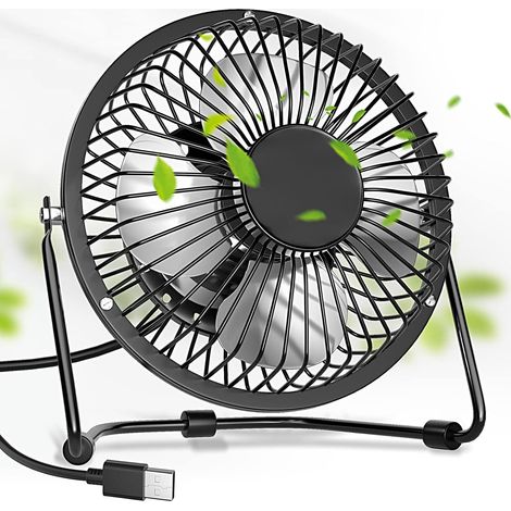 1 Mini ventilateur USB, rotation 360°, métal silencieux, bureau maison voiture (1/5)
