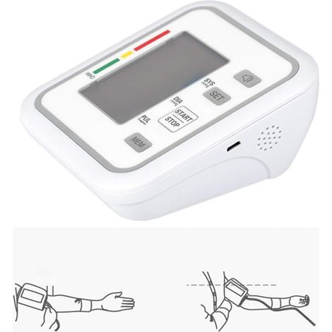 Tensiomètre électronique automatique de style bras supérieur avec grand écran LCD Outil de mesure numérique intelligent de la pression artérielle (1/3)