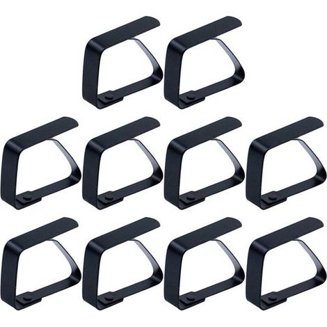 Grandes pinces de table en acier inoxydable - Pour tables avec une épaisseur maximale de plateau de 5 cm - Argenté - noir - 10 pièces (1/5)