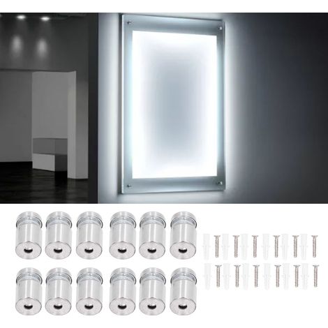 Ensemble de 12 vis de fixation en acier inoxydable, 1620 mm, pour support mural, vis pour porte-panneau, kit de vis publicitaires pour le montage de cadres photo en acrylique et de matériel en verre. (1/5)