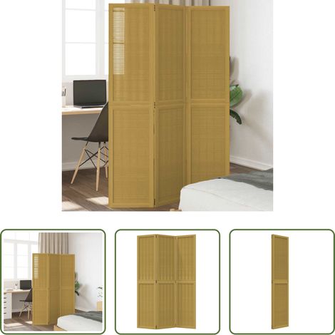 Wohnzimmer - 3-tlg. Raumteiler Braun Massivholz Paulownia (1/5)