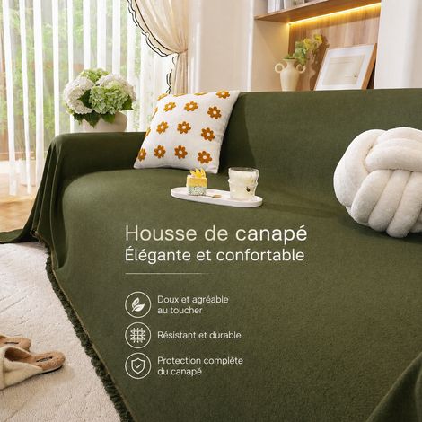 Jeté de canapé en velours teddy imperméable vert matcha 180x420cm 4 places 180 420cm 4 réf 30 × 30 × 8 cm 1,9 kg – Livraison gratuite