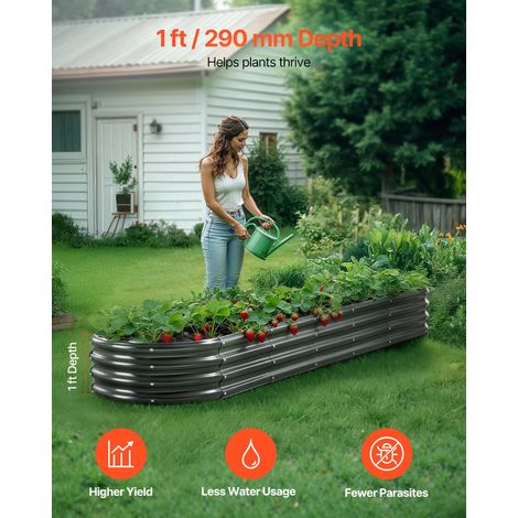 Potager Surélevé Métal 240x60x29 cm Carré Potager Surélevé Galvanisé Lit de Jardin Ovale Bac de Jardinage Fond Ouvert pour Culture… (1/5)