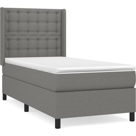 Cadre de lit en tissu, matelas inclus, gris foncé, 80 x 200 cm (1/5)