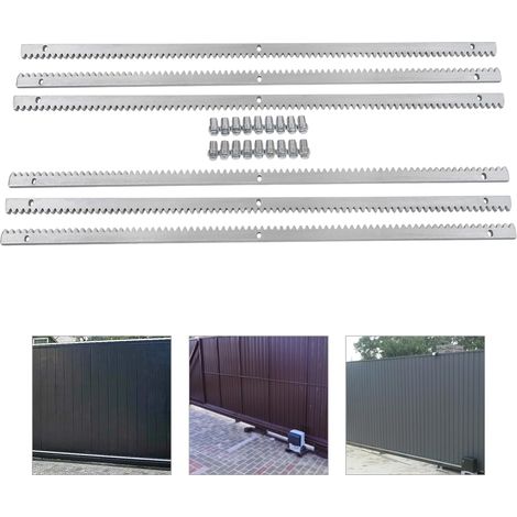 Lot de 6 crémaillères pour portail coulissant - Longueur totale de 6 m - Module 4 - En acier galvanisé - Compatible avec les portails coulissants courants - Pour villas, usines et longs portails (1/5)