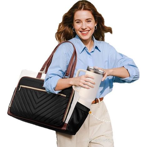 sac portable out pour ordinateur portable femme, idéal les trajets domicile travail bandoulière ense (1/5)
