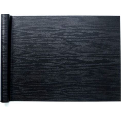 Papier Adhésif pour Meuble Bois Noir papier peint 45cm x 300cm Vinyle Autocollant Film Pour Décorer des Meubles Murs Armoires Comptoirs Cuisines