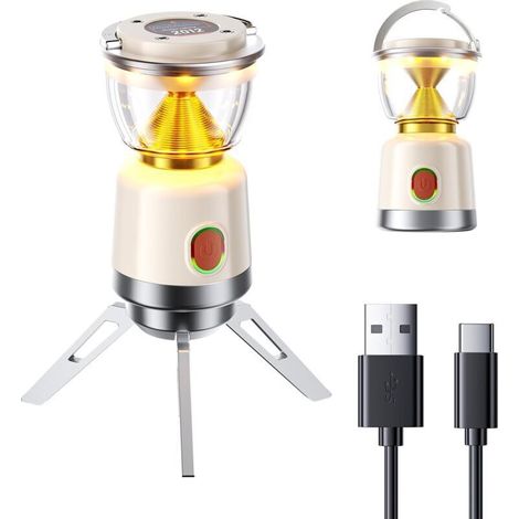 Lanterne de camping, lampes de camping alimentées par batterie en alliage d'aluminium, lanterne à piles à 5 modes, lampe de poche portable pour pannes de courant, urgence, ouragan, randonnée (1/5)