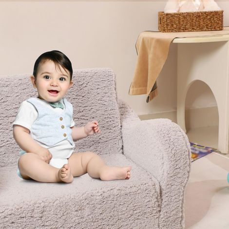 Canapé enfant 2 en 1 convertible en mousse avec revêtement doux en sherpa, fauteuil de jeu confortable (1/5)