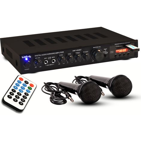 Amplificatore HiFi 270 W Sistema per eventi Telecomando Bluetooth Set MP3 USB incl. 2 microfoni