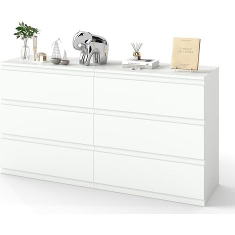 Kommode weiß 6 Schubladen, Sideboard modern, kratzfest, wasserbeständig (1/5)