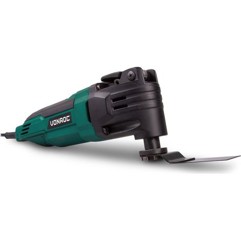 Vonroc – Outil multifonction oscillant 300W – 5 accessoires – Vitesse variable 0-2300/min – Pour sciage, ponçage et grattage