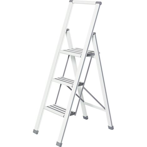 Scaletta pieghevole aluminio 3 gradini bianca WENKO (1/5)