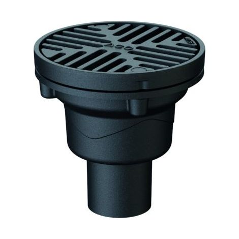 ACO ParkdeckablaufPassavant DN70/90Grad/M125/Guss ohne Anschlussrand / D200mm Rahmen und Rost verschraubt, 5932.00.02
