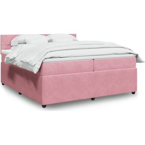 Boxspringbett mit Matratze Rosa 200x200 cm Samt (1/5)