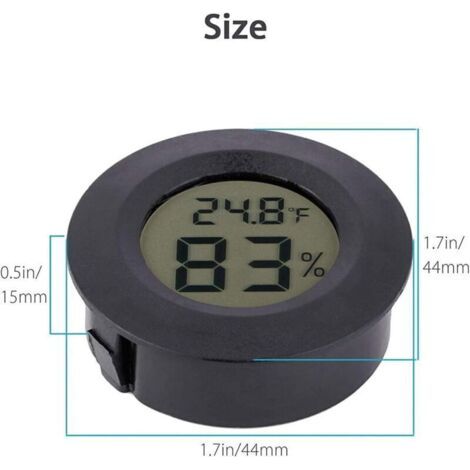 QORVA-Mini Hygromètre Thermomètre Moniteur LCD Numérique Jauge d'Humidité Intérieure Extérieure pour Humidificateurs Déshumidificateurs Serre Sous-Sol Salle de Bébé Black-2pcs (1/3)