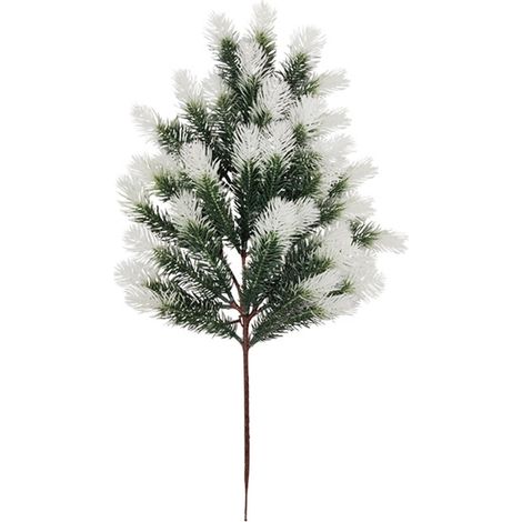 Aiguilles de pin artificielles enneigées, 28 Branches, brindilles givrées, tige de verdure pour artisanat, couronnes, guirlandes, décor de vacances (1/5)
