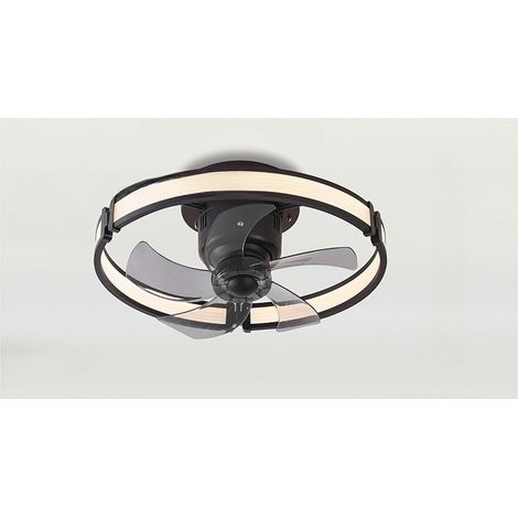 Plafonnier ventilateur 50 cm avec éclairage LED, design fermé, contrôle par application et télécommande, fonction mémoire, minuterieNoirFlux d'air rotatif à 360° (1/5)