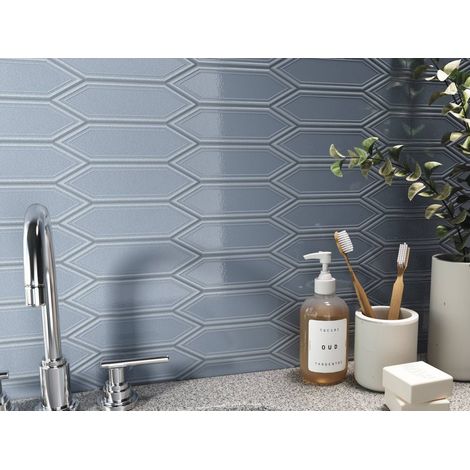 Carrelage mural faience effet classique KNIGHTSBRIDGE Brick 13x6.5cm Sky - Brillant - boîte de 0.47 m2 Brick 13x6.5cm Sky - - boîte de 0.47 m2