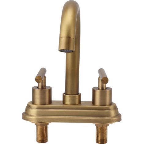 Robinet mitigeur d'évier G1/2 antique à 2 poignées, eau chaude et froide, entièrement en cuivre, pour cuisine et salle de bain, doré, type 1 (1/5)