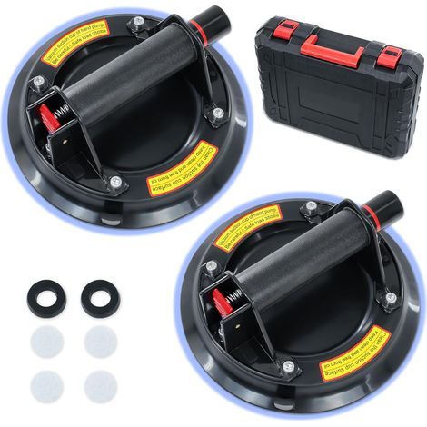 2 Pièces Ventouse Carrelage 8" Ventouse Vitre Professionnelle avec Boîte à Outils Portable,Ventouse pare Brise,Ventouse à Vide Pour soulever de Vitre,Plaques,Carrelage,Meubles,Charge 220 KG (1/5)
