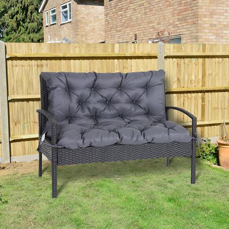 Cojín para banco de jardín 100 x 98 x 8 cm con respaldo, poliéster y espuma, gris oscuro OKMYHOME (1/5)