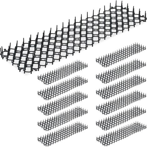 24 x Dornengitter, Marder- & Katzenabwehr, Schutz für Beete, Pflanzen, Kunststoff, Stachelmatte, schwarz