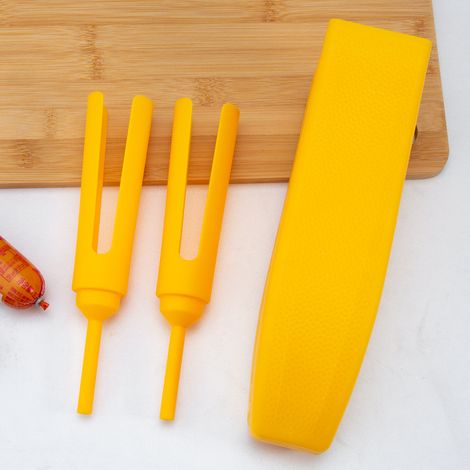 Jeu de coupe saucisses pour barbecue avec 1 cutter et 2 supports, pour la coupe de saucisses en spirale, adapté à différentes tailles de saucisses, idéal pour le grill et le barbecue