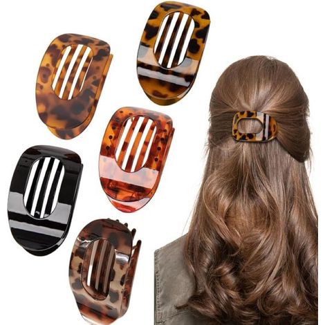 Fermaglio per capelli - 5 pezzi - Accessorio per capelli - Fermaglio per capelli - Fermagli piatti curvi - Fermaglio a pinza piatto per donne - Adatto per uso quotidiano, sport, guida (1/5)