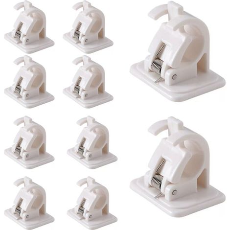 10 Pack Self Adhesive Curtain Rod Holder Hooks, No Drilling Drapery Hook Brackets, Fixing Rod Holder, for Towels, Curtains, Coats (1/4)