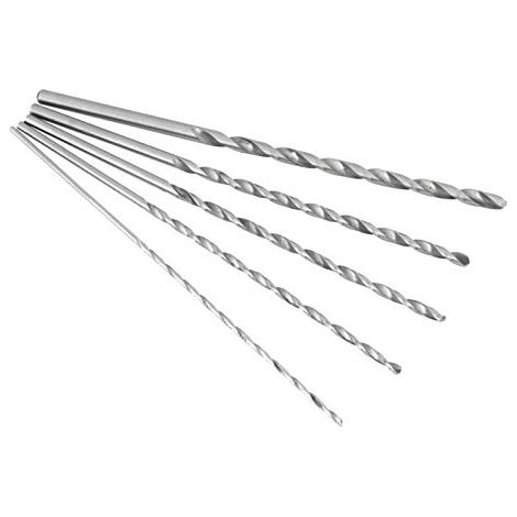 5 Pièces de Long Foret Hélicoïdal HSS, Foret Hélicoïdal, Jeu de Forets, 2 Mm / 3 Mm / 3,5 Mm / 4 Mm / 5 Mm, Foret à Bois Long, pour L'aluminium, le Bois, les Plastiques (1/5)