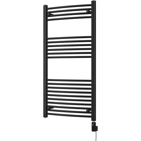 Zennor - Black Electric Towel Rail H1200mm x W600mm Curved 600w Thermostatic WIFI (1/3)