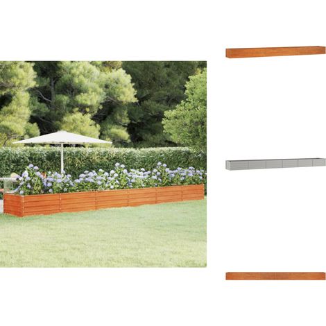 Lit surélevé de jardin rouillé 600x80x45 cm acier corten - Jardiniere Acier Corten - Pot De Fleurs Extérieur - Bac Plante - Planter Métal - Décoration Jardin (1/5)