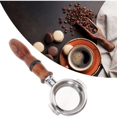 Passend für den Expobar E61 hohlen, bodenlosen Edelstahl-Kaffeemaschinengriff, Kaffeemaschinenzubehör aus Massivholz, 58-mm-Glücksrad, rotes Sandelholz 2 (1/5)