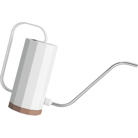 1 x Plastic Watering Can with Long Stainless Steel Spout for Precise Plant Watering for Garden Balcony Lightweight Practical Elegant Nordic Design White (1/5)