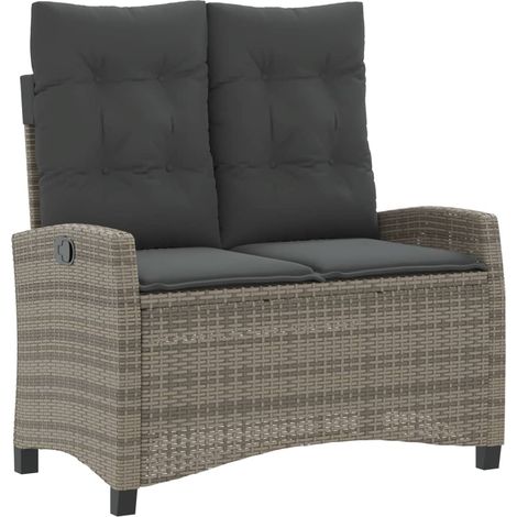 Banc inclinable de jardin,Banquette de jardin,Chaise avec coussins gris résine tressée CFW30333 (1/5)