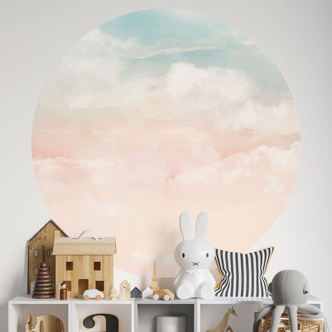 Sticker mural rond / cercle Enfants - Ciel - Diamètre 90 cm - Adhésif MAT (1/2)