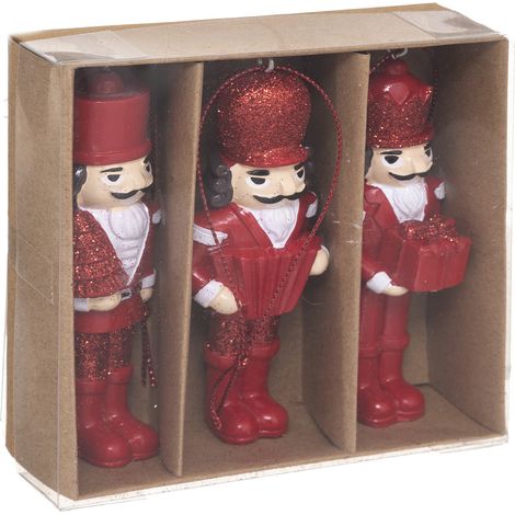 Sujet de Noël Lot de 3 Casse-Noisette Rouge pailleté en résine - Feeric Christmas (1/2)