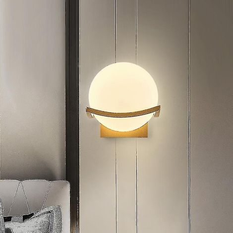 Applique murale LED, convient pour une chambre, une table de chevet, un couloir ou une coiffeuse (abat-jour doré) (1/4)