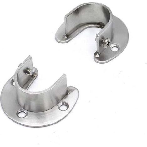 4 Pcs Support de Tringle à Rideaux Douilles en Forme de U Support Tringle Penderie Extrémité de Tige de Penderie pour Rideau ou Armoire, Brillant en Acier Inoxydable (1/4)
